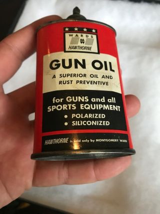 Vintage Handy Oiler Gun Oil Can Tin Lead Top Wards Hawthorne Household Oil 2