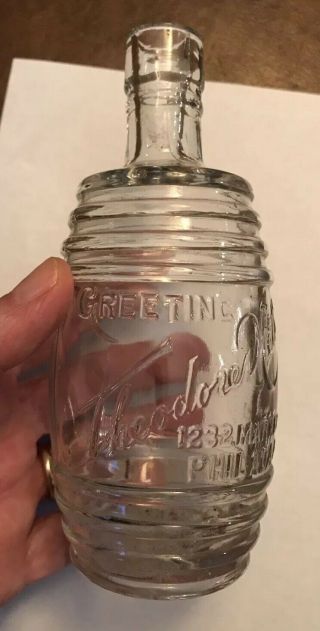 Antique Whiskey Glass Bottle Theodore Netter 1232 Market Phila: Pre Prohibition