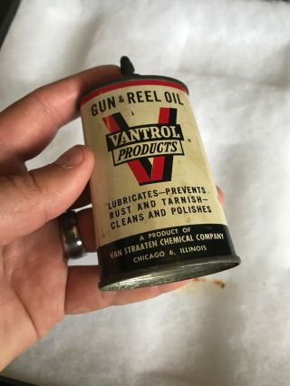 Vintage Handy Oiler Gun Oil Can Tin Lead Top Vantrol Reel Household Oil Chicago 3