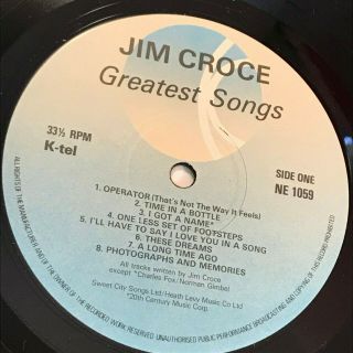 JIM CROCE His Greatest Songs 1980 UK Vinyl LP EXCE Time In A Bottle hits best of 3