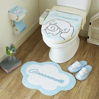 Sanrio Cinnamoroll Toilet Lid Cover,  Mat,  Slippers,  Paper Holder 4 - Piece Set F/s