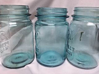 3 Vintage 1923 - 1933 Ball Perfect Mason Blue Pint Canning Jars 3