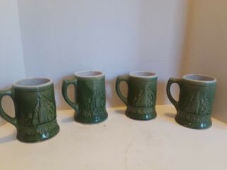 Four Vintage Blatz Old Heidelberg Ceramic Beer Stein Mug Green Three Musketeers