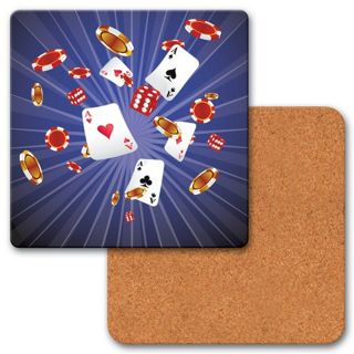 Coaster Cork Las Vegas Poker Cards 3d Lenticular Set Of 4 Cos40x40 - 953 - S4