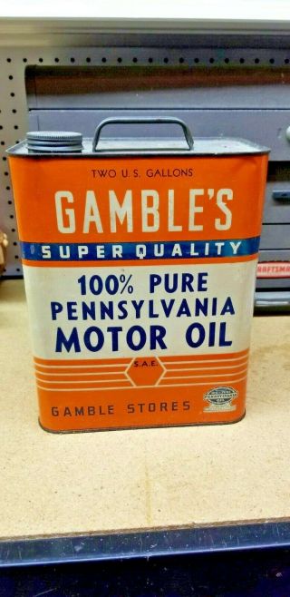 Gambles 100 Pure Pennsylvania 2 Gallon Motor Oil Can