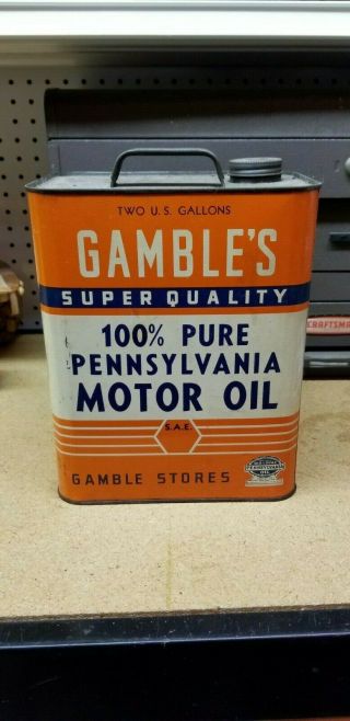 Gambles 100 Pure Pennsylvania 2 Gallon Motor Oil Can 5