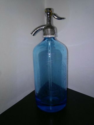 Blue Seltzer Bottle Manhattan Mineral Water Bottle Made In Czechoslovakia
