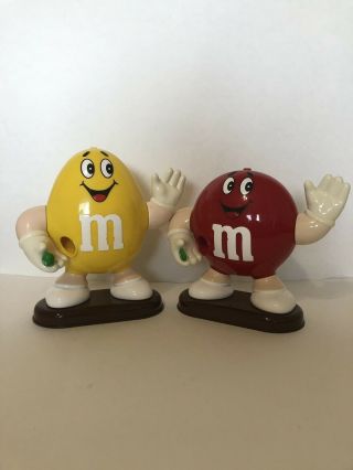 Vintage M&ms Yellow And Red Candy Dispenser 1991 M&m Mars 10 " Tall Great