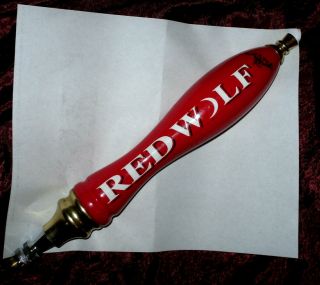 Red Wolf Beer Tap Wood Handle Vintage