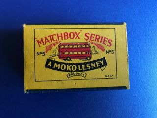 Vintage Moko Lesney Matchbox Series No 5 Double Decker London Bus w Box 2