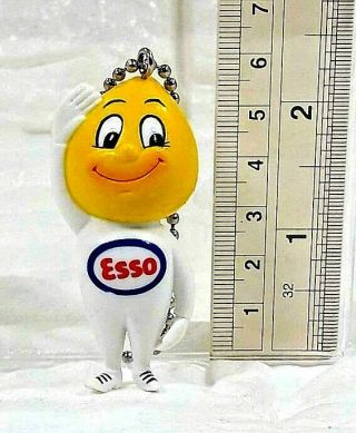 Rare Vintage Esso Oil Drop Man Mini Figure Keychain Key Ring Promotional Gift
