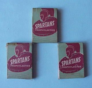 Vintage SPARTAN ' S Condoms M&M Rubber Co.  KANSAS CITY 1/2Doz.  3 packs of 2 each 2