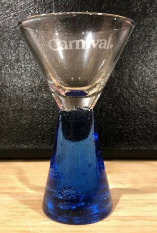 Vintage Carnival Cruise Line Blue Glass Small Shot Glass