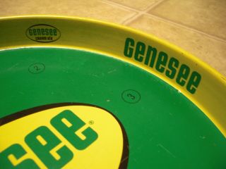 Vintage Steel Genesee Cream Ale Beer 12 - inch Round Tray Green/Yellow 2 - sided 3
