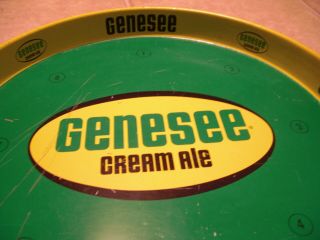 Vintage Steel Genesee Cream Ale Beer 12 - inch Round Tray Green/Yellow 2 - sided 4