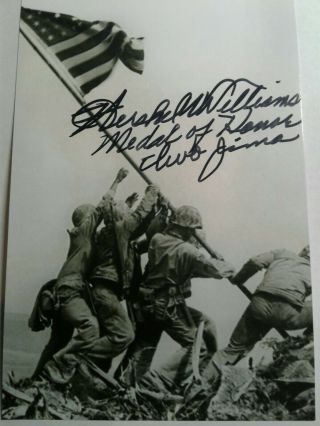Hershel W Williams Hand Signed Autograph 4x6 Photo - Medal Of Honor Iwo Jima