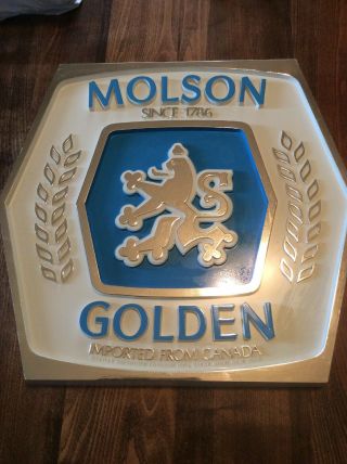 Molson Golden Beer Bar Barware Plastic Sign Vintage Man Cave Game Room 70s Wisc.