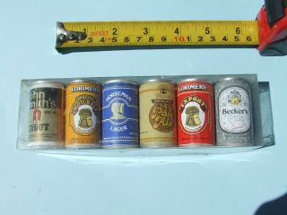 Vintage 6 Miniature Beer/lager Tins John Smiths Stout,  Lorimers Ale,  Beckers