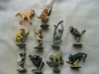 10 Miniature Monkey / Primate Vinyl Plastic Figures Nayab