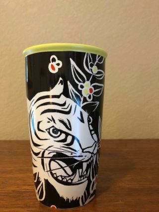 Nwt 2018 Starbucks White Tiger Double Wall Ceramic Traveler Tumbler 12floz