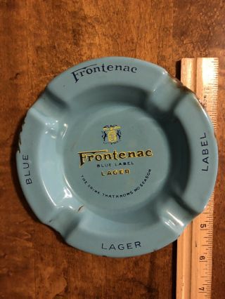 Rare Porcelain Frontenac Blue Label Lager Advertisement Ashtray