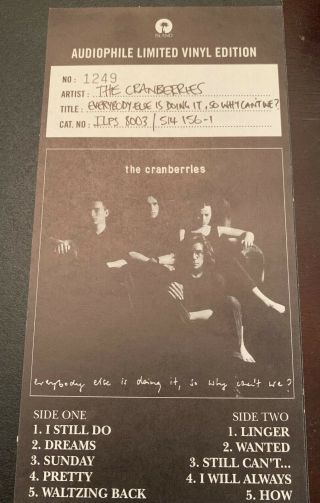 THE CRANBERRIES Everybody Else Is Doing It So Why Can ' t We ? LP 1993 UK PRESSING 4