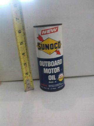 Vintage Rare Nos Sunoco Outboard Motor Oil Can 1 Pint Fishing Boat Decor Full