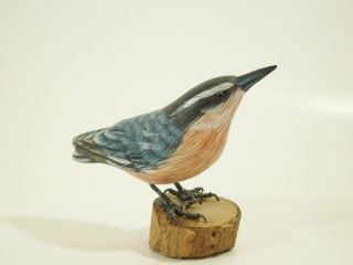 Red Breasted Nuthatch Hand Carved Painted Bird Figurine Figure Nut Hatch Estate