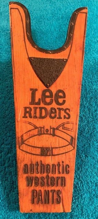 Vintage Lee Riders Wooden Boot Jack Store Display Advertising Sign Western