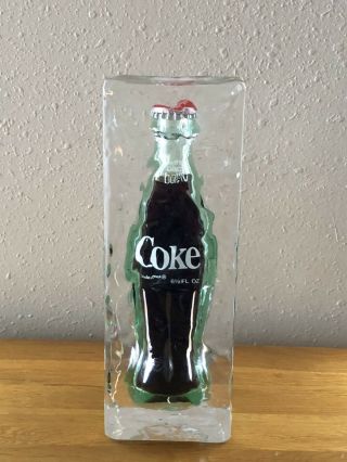 Coca Cola Glass 6 1/2 Fl Oz Coke Bottle Encased In Ice Lucite Sculpture