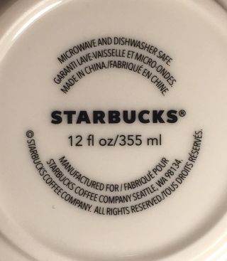 Starbucks White Embossed Daisy Mug 12 oz Ceramic Coffee Mug 5
