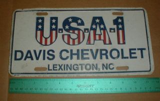 Vtg Davis Chevrolet Chevy Camaro Nova Usa - 1 Metal License Plate Tag Lexington Nc