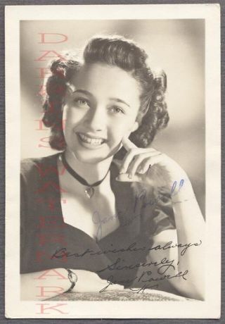 Vintage 1940s Fan Club Photo Pretty Girl Jane Powell Autographed Signed 749164