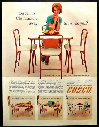 Vintage 1962 Cosco Table Chair Furniture Retro Advertisement Print Ad Art