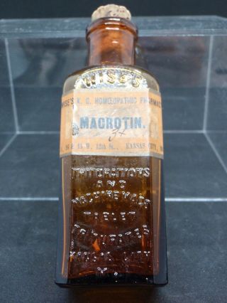 Wise ' s Homeopathic Pharmacy Kansas City Amber Macrotin bottle 4