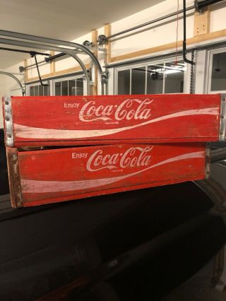 Coke Crate Wooden Crates From 50’s - 70’s.  Set Of 2.
