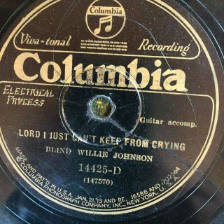 Columbia 14425 D Blind Willie Johnson Lamp Trimmed & Burning 1928 78 Rpm G,