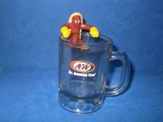 Mini Vintage A - W Rootbeer Small Glass Mug Old Logo W / Toy Glass Hugger