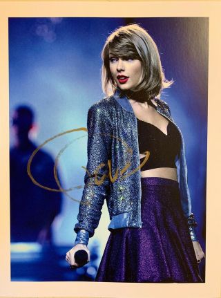 Taylor Swift Autographed 8”x10”color Concert Photograph Surrounded With A Border