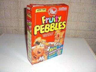 Vintage 1997 Fruity Pebbles Dinosaur Fossil Kit Offer Empty Cereal Box