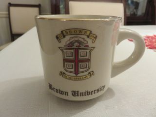 Vintage Brown University Seal Gold Rimmed Porcelain 3 3/8 " Coffee Mug