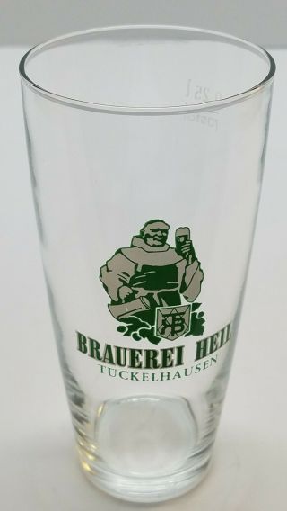 Vtg Brauerei Heil Tuckelhausen Small German Beer Bar Glass Retro Barware Rare