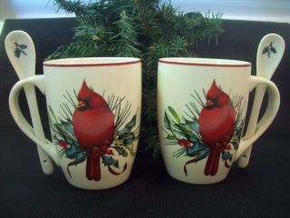 Cardinal Lenox Winter Greetings Cocoa Mug And Spoon Set Of 2 Box Nos