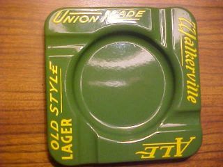 Vtg Walkerville Ale Beer Enamel Ashtray Old Style Union Made Ontario Canada 2