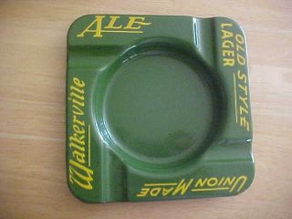 Vtg Walkerville Ale Beer Enamel Ashtray Old Style Union Made Ontario Canada 6