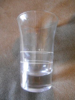 Old Vintage 4 Cl Measuring Shot Glass Liquid Measure 2 White Lines Bar Kitchen