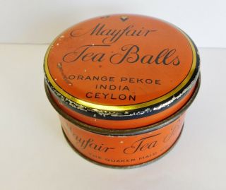 Vintage Mayfair Tea Balls Tin 1932 Orange Pekoe Empty Rare
