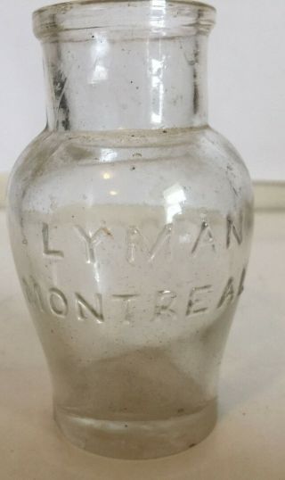 Vintage Lyman Montreal Clear Glass Bottle 3 1/2 " Canada Canadian