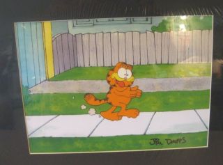 Garfield Running For Pizza - Production Cel Opc Signed Jim Davis