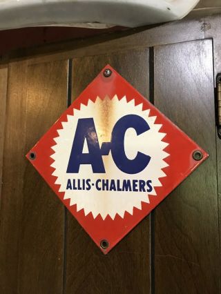 Allis Chalmers Ac Porcelain Sign Farm Advertising Tractor Sign